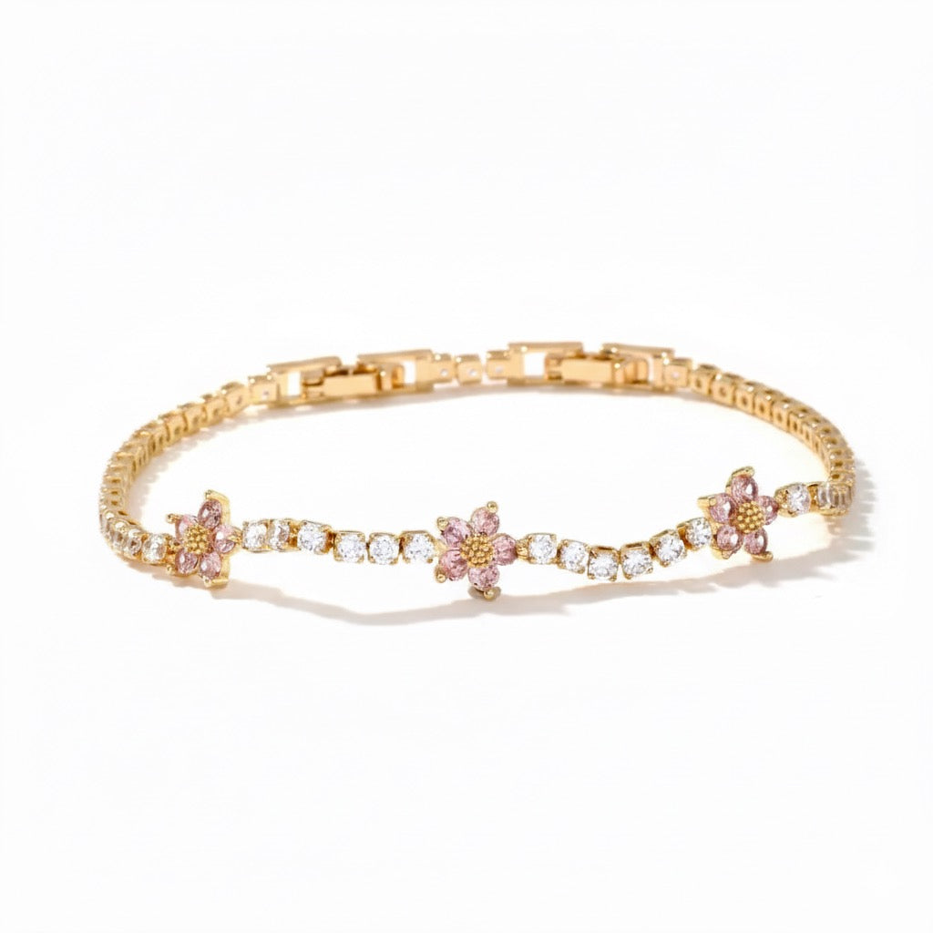 Flower Inlay Zircon Bracelets