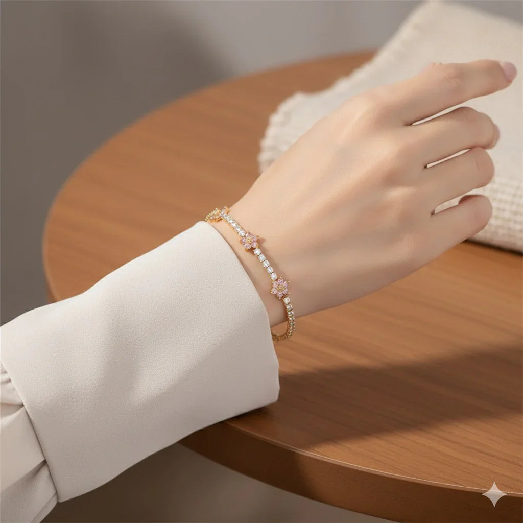Flower Inlay Zircon Bracelets