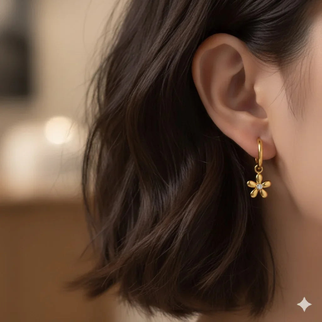 Artistic Flower Hoop Earrings