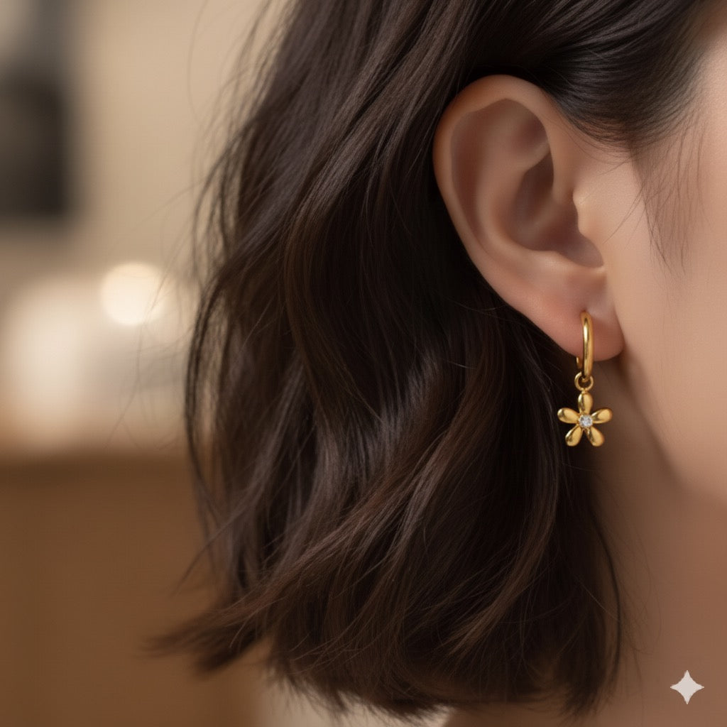 Artistic Flower Hoop Earrings