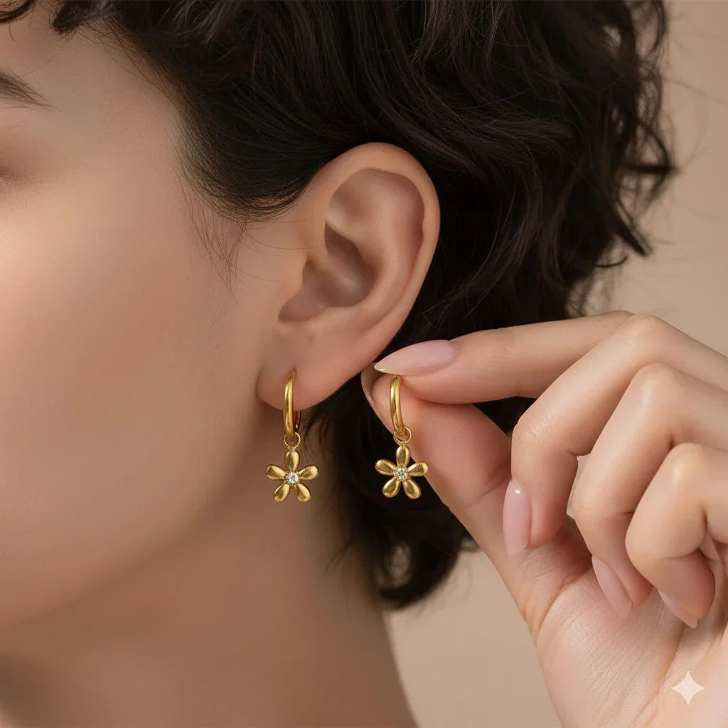 Artistic Flower Hoop Earrings