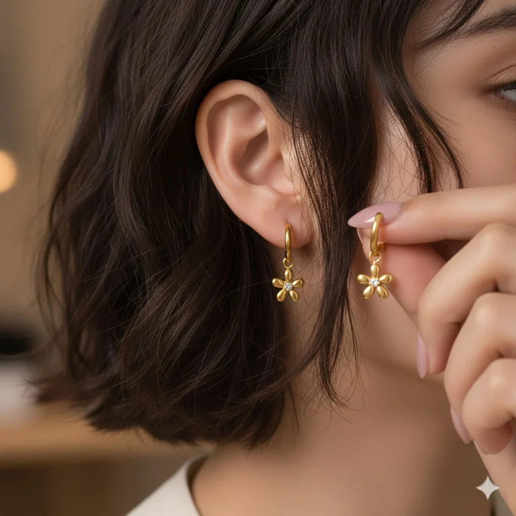 Artistic Flower Hoop Earrings