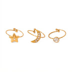 Star Moon Three-Piece Set Rings