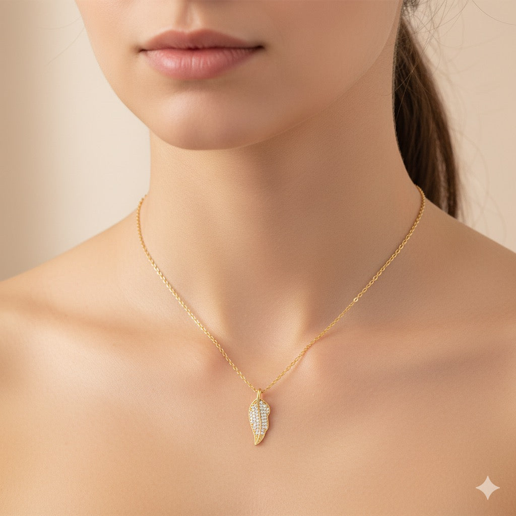 Diamond Bloom Leaf Shaped Pendant