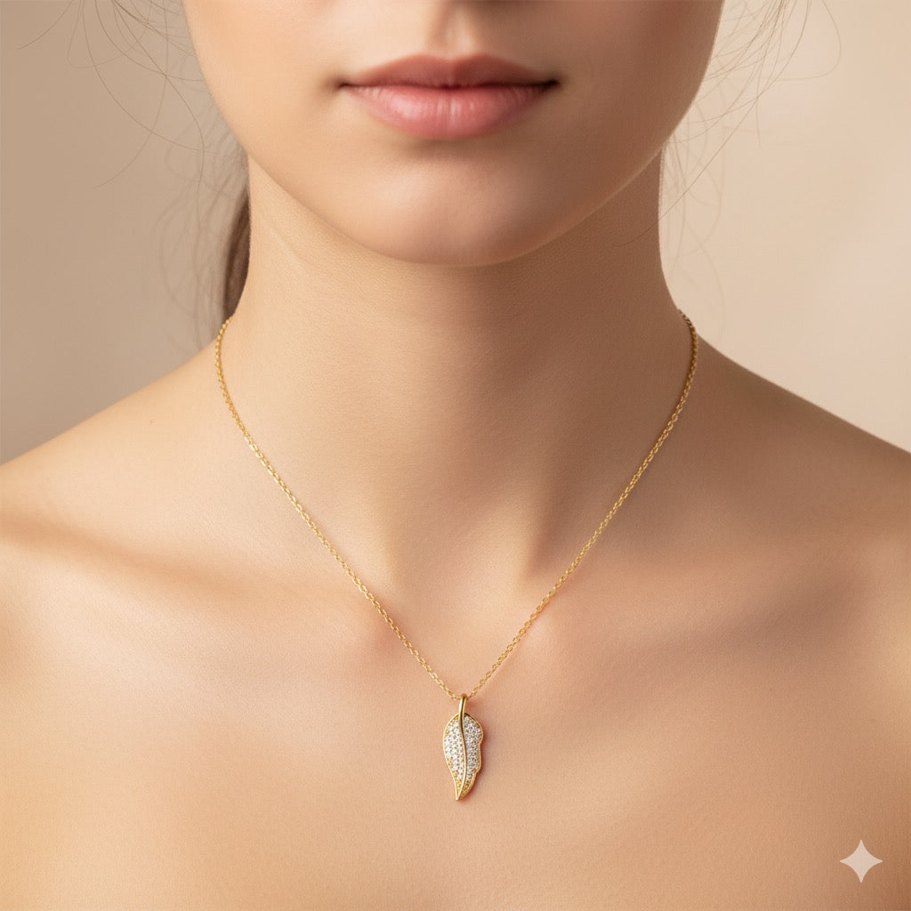 Diamond Bloom Leaf Shaped Pendant
