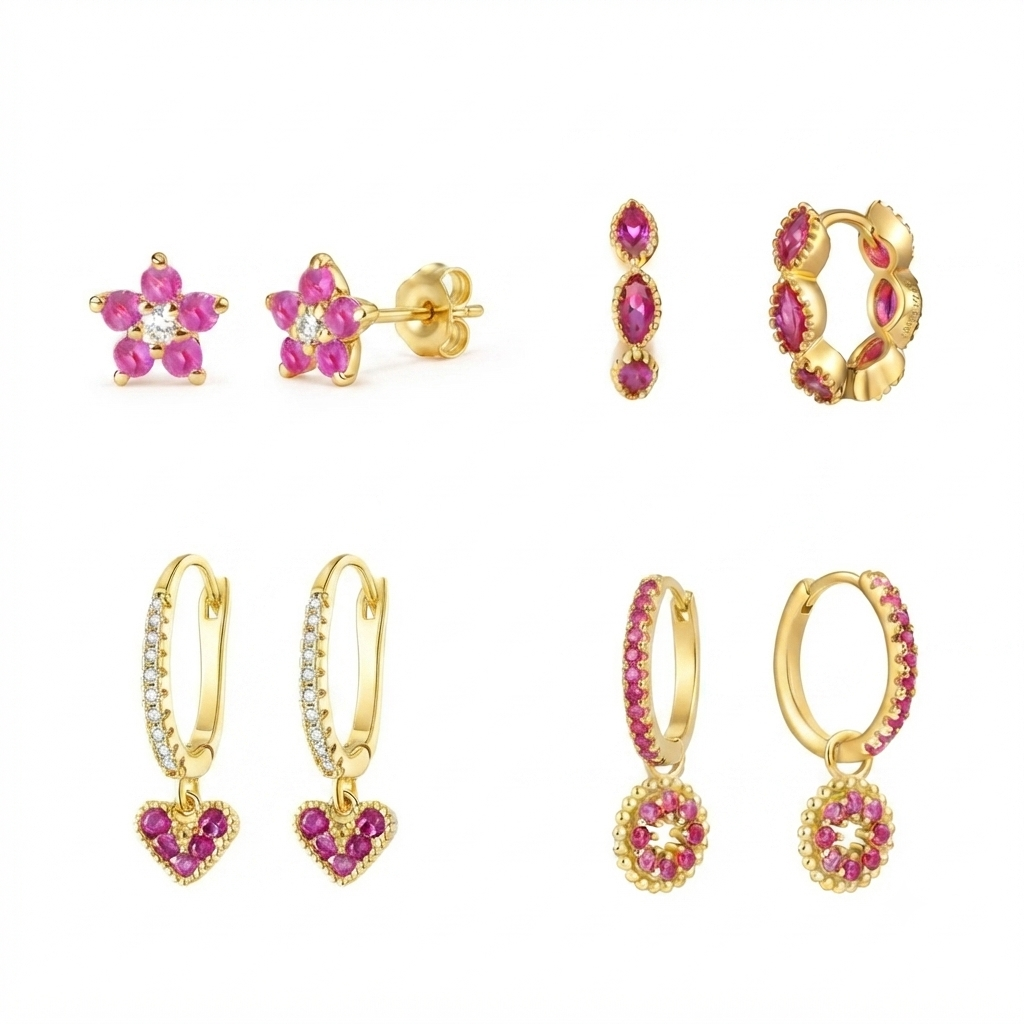 Pink Affair Earrings Set