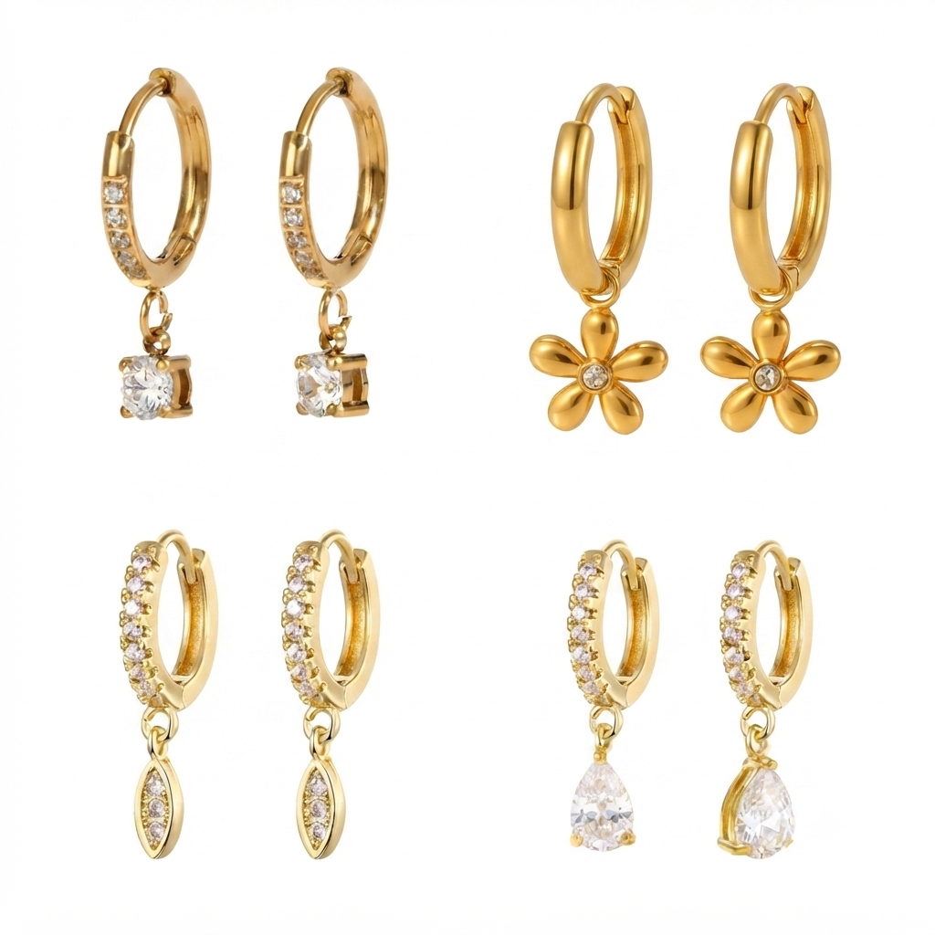 Bella Glow 4-Pair  Earrings Set