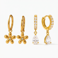 Daisy & Diamond Duo Earrings Set
