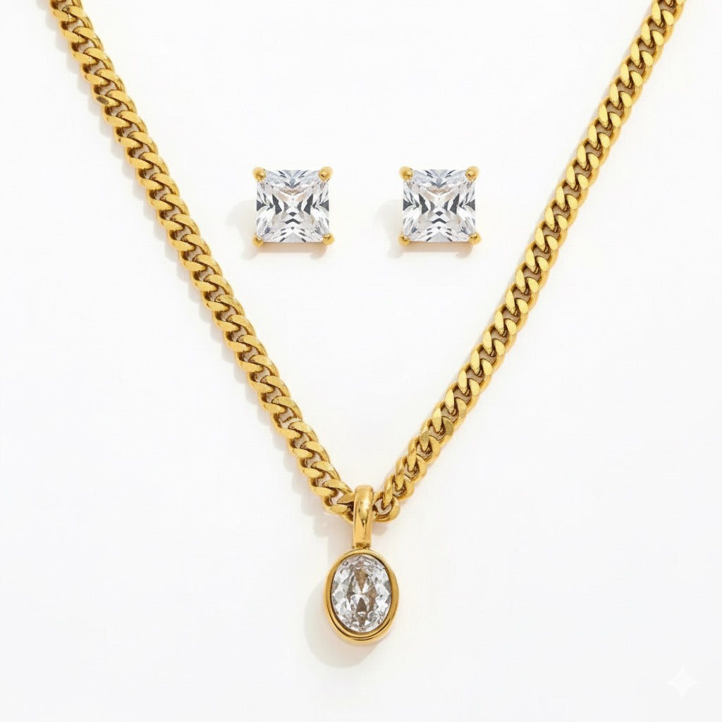 Luxe Essence Combo Necklace Earring Set