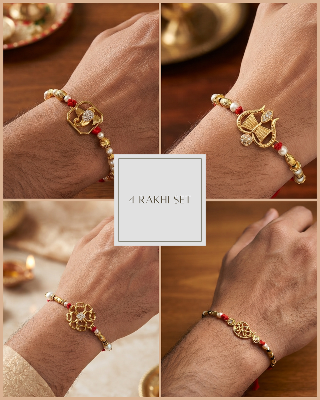 Pavitra Raksha Sutra 4 Rakhi Set