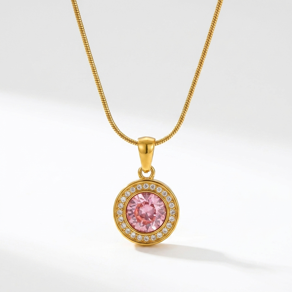 Pink Crystal Orb Necklace
