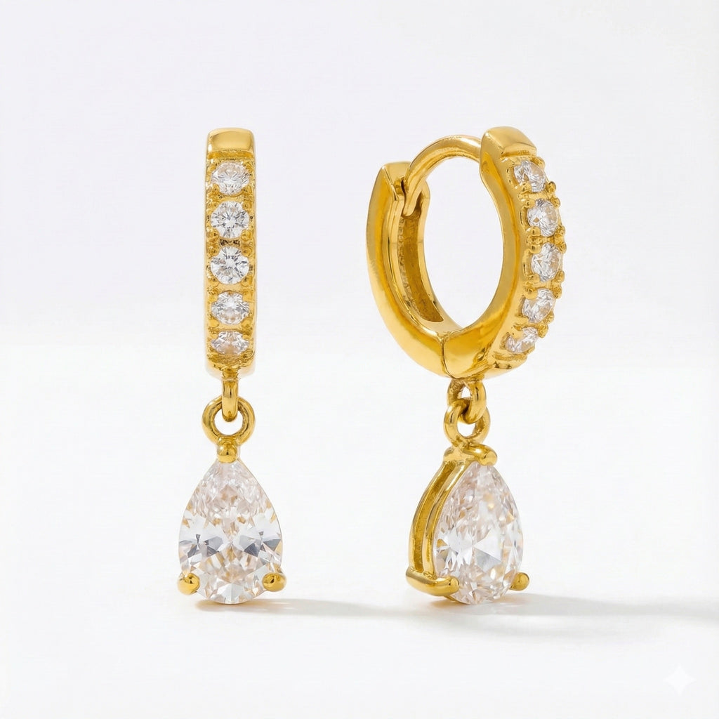 Diatoms Embedded Waterdrop Earrings