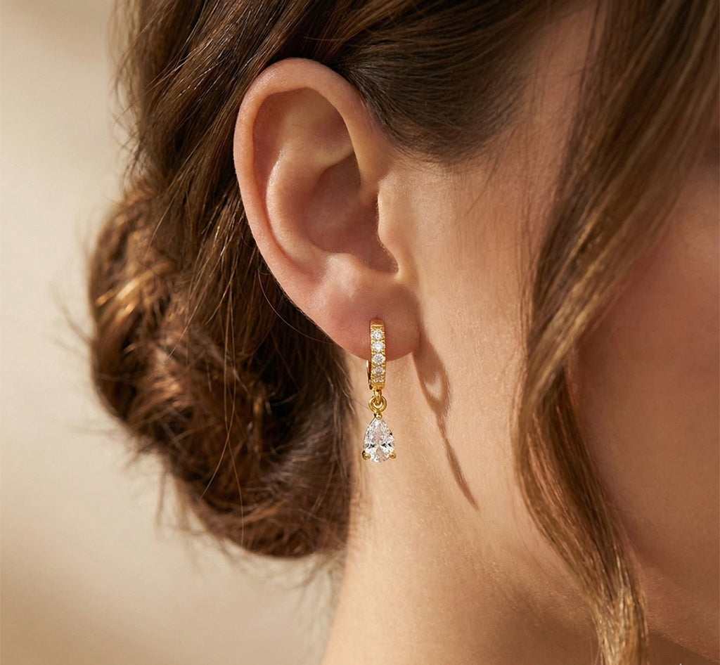 Diatoms Embedded Waterdrop Earrings