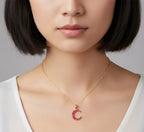 Diatoms Moon Zircon Pendant Necklace