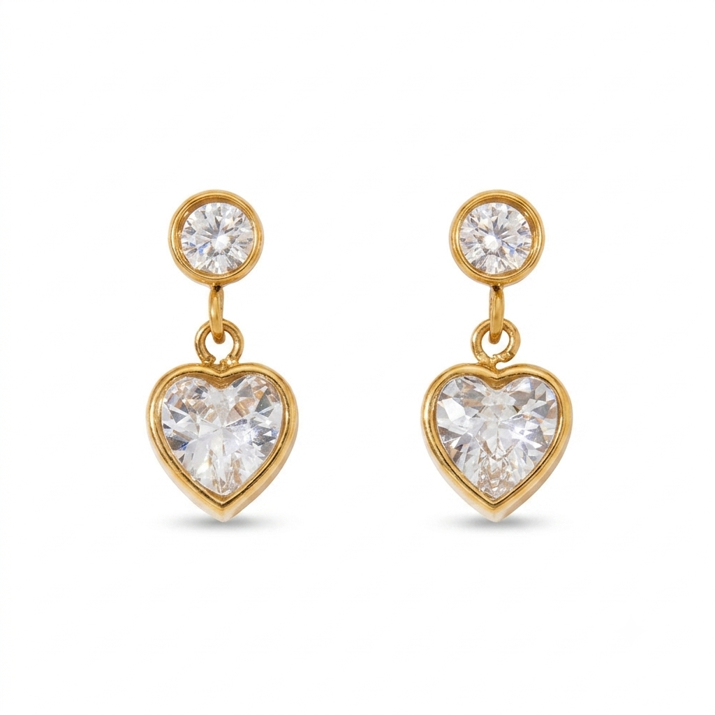 Gleam Heart Stud-Dangle Earrings