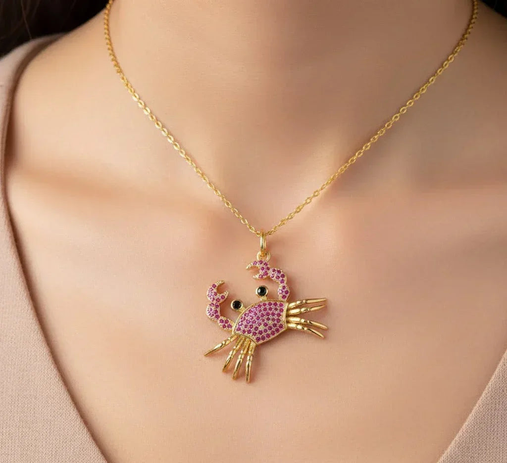 Diatoms Cute Little Crab Pendant Necklace