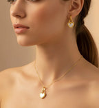 Black & White Heart Shape Double Side Necklace And Earrings