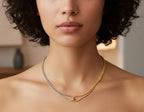 Double Layer Gold Silver Sleek Chain Necklace