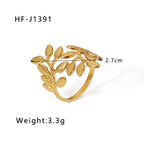 Opaline Leaf Adjustable Ring