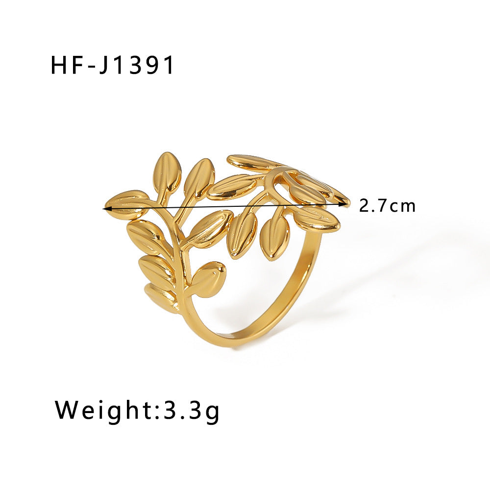 Opaline Leaf Adjustable Ring