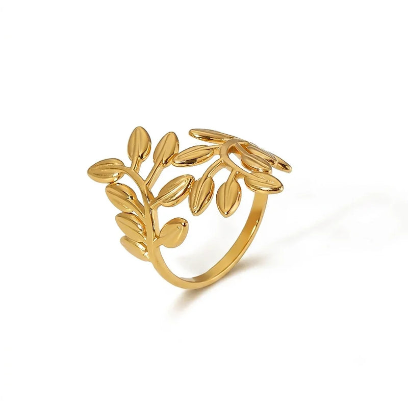 Opaline Leaf Adjustable Ring