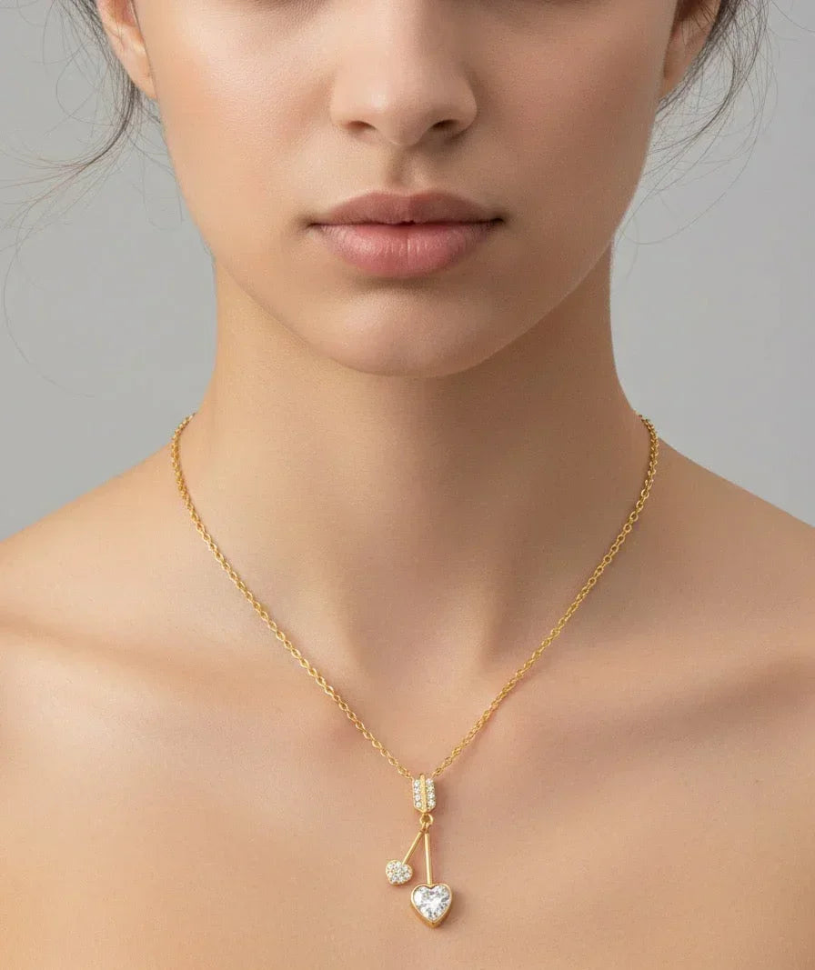Luvlocked Duo Zirconia Heart Necklace