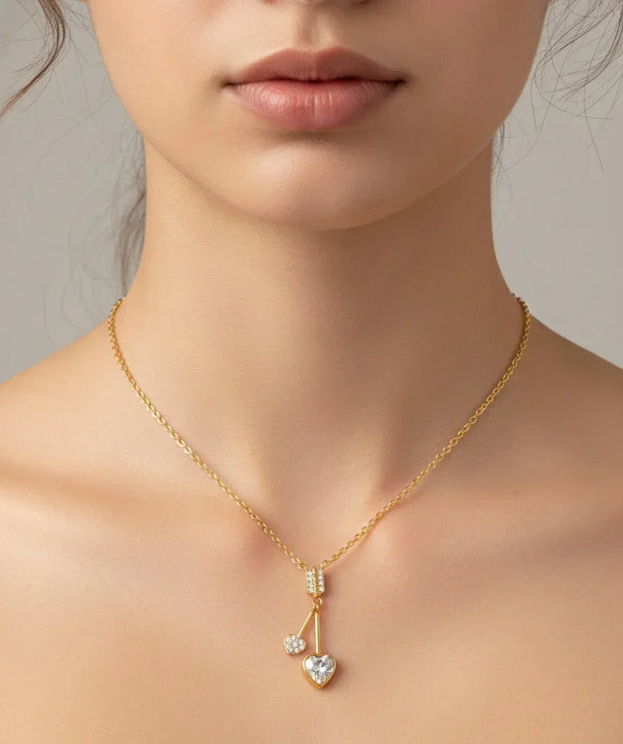 Luvlocked Duo Zirconia Heart Necklace