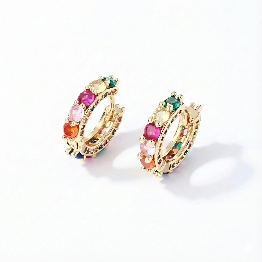 Rainbow Dots Hoops Earrings