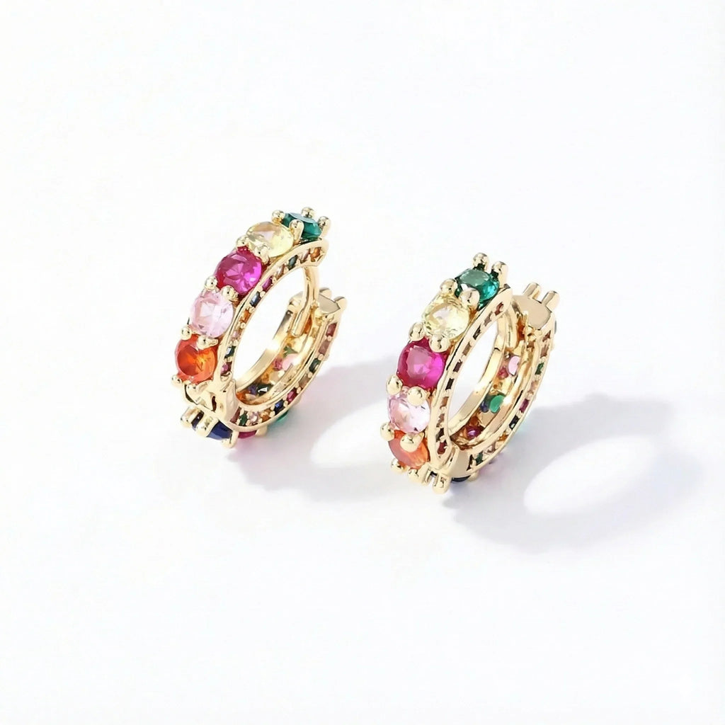 Rainbow Dots Hoops Earrings