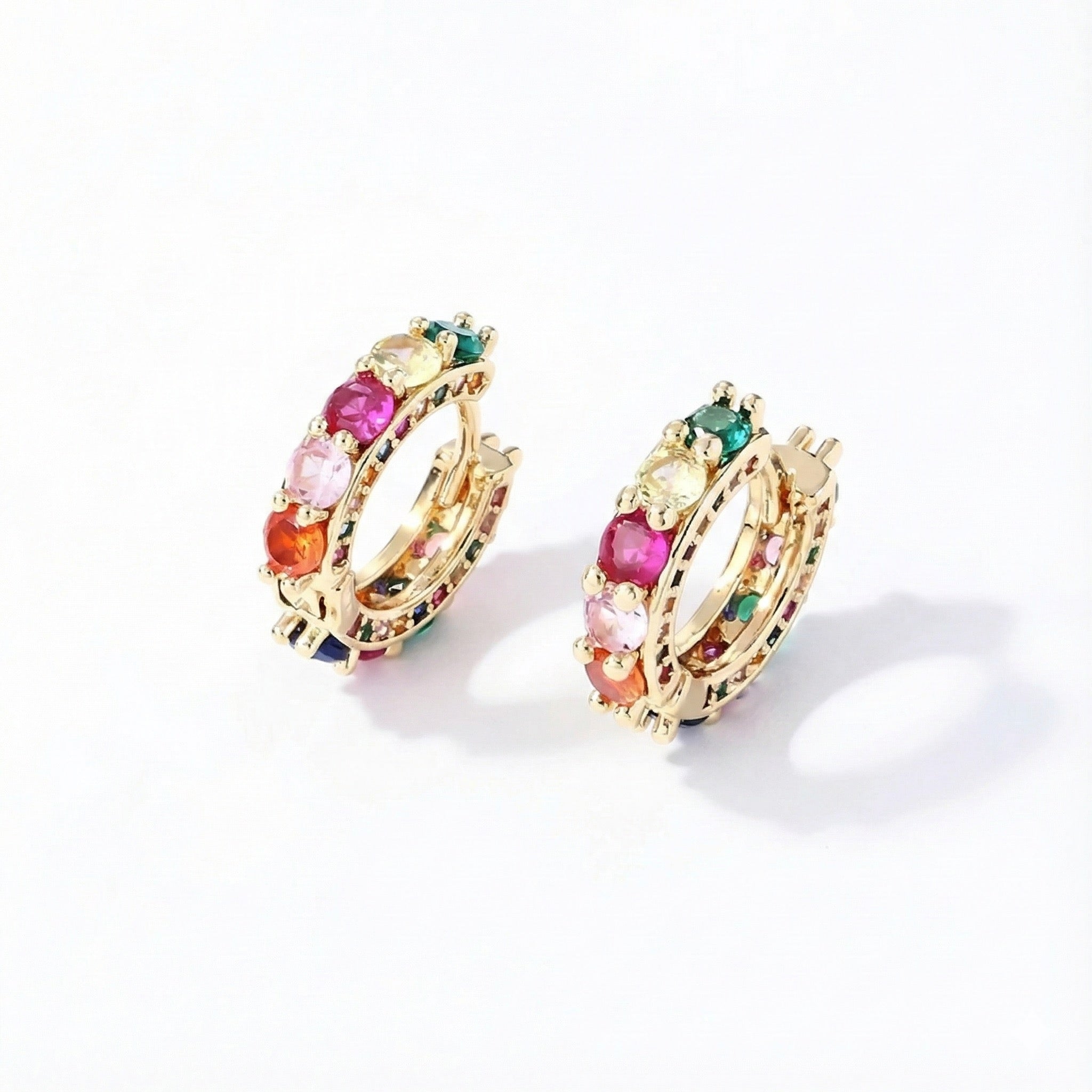 Rainbow Dots Hoops Earrings