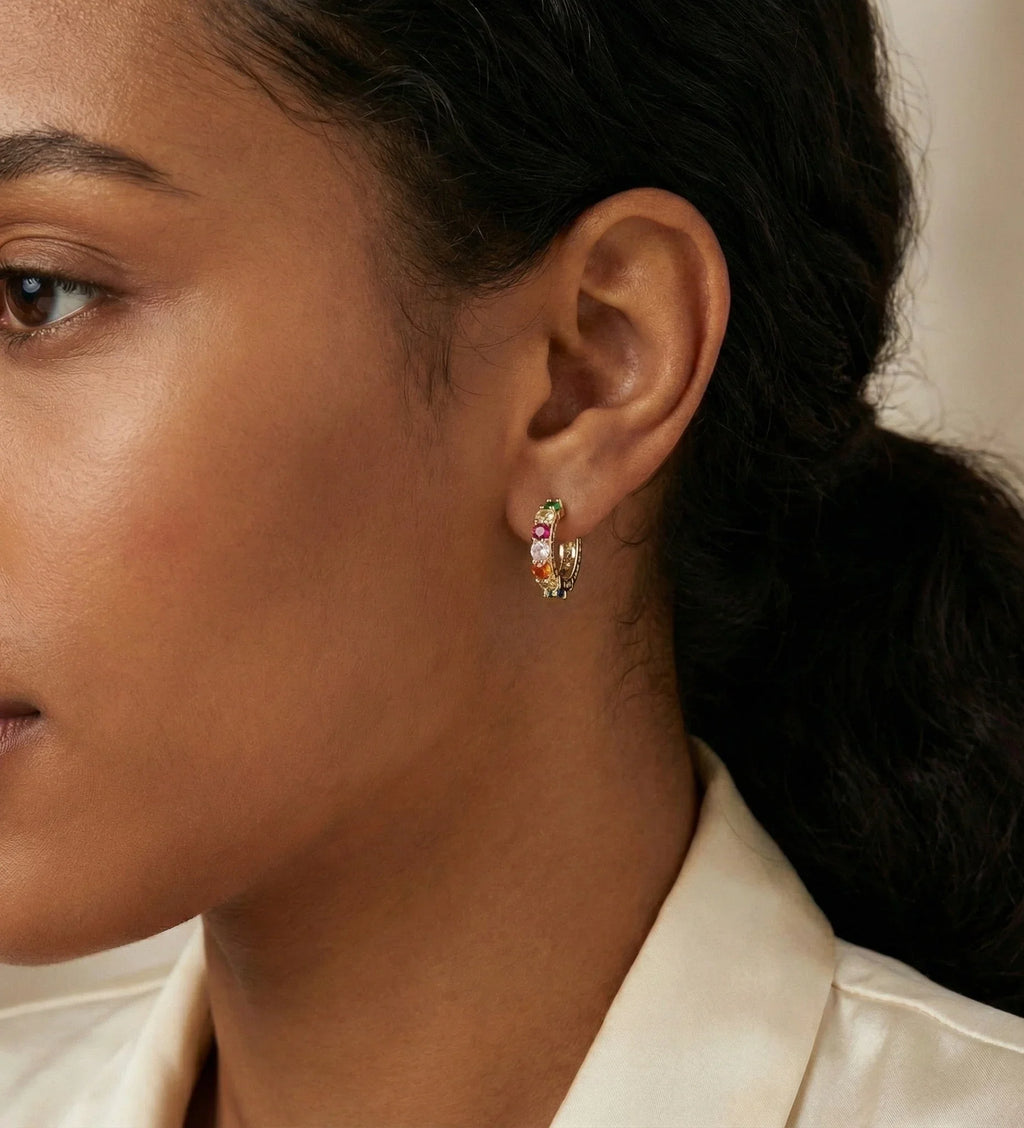 Rainbow Dots Hoops Earrings