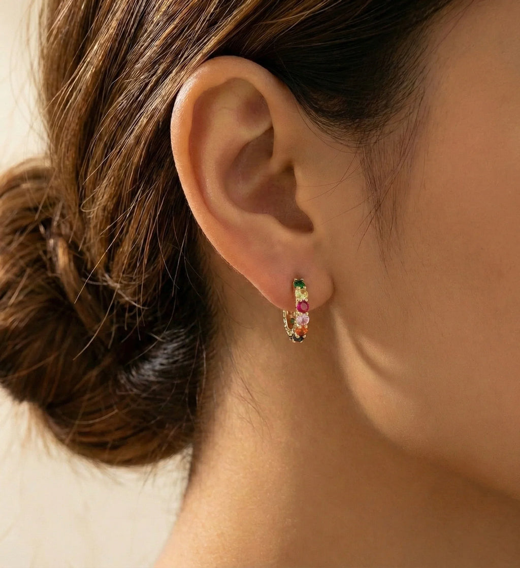 Rainbow Dots Hoops Earrings