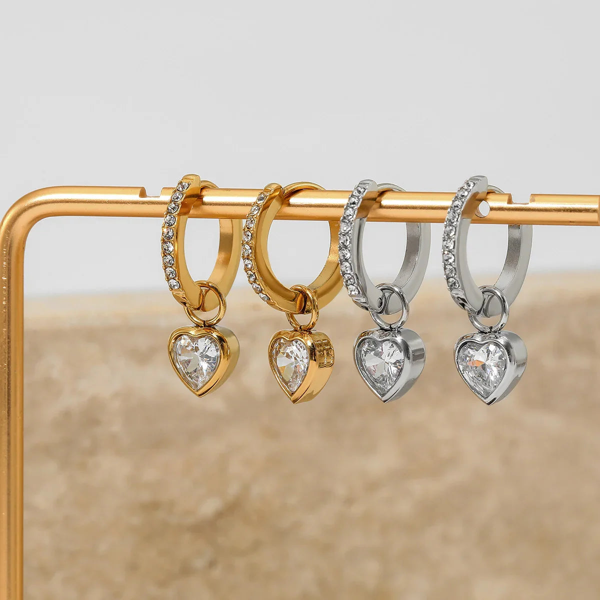 Diatoms Luxe Heart Charm Hoop Earrings