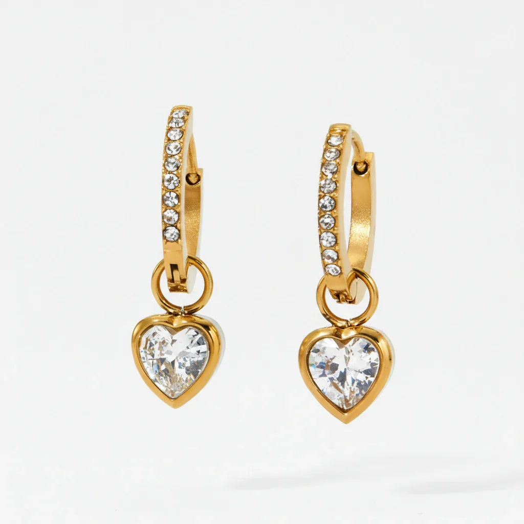 Diatoms Luxe Heart Charm Hoop Earrings