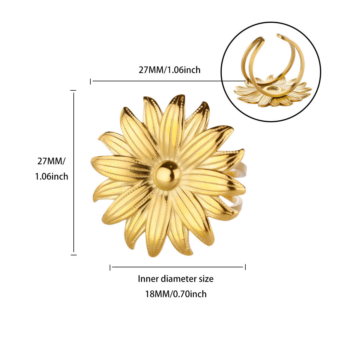 Sunburst Daisy Adjustable Ring