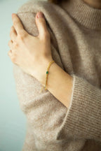 Golden Green Stone Elegance Bracelet - Diatoms