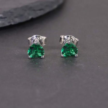 Heart Shaped Green Stone Studs