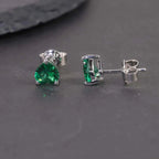 Heart Shaped Green Stone Studs - Diatoms