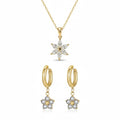 Diatoms Star Shaped Diamond Necklace Earring Combo