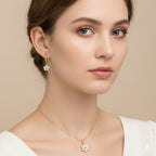 Diatoms Star Shaped Diamond Necklace Earring Combo