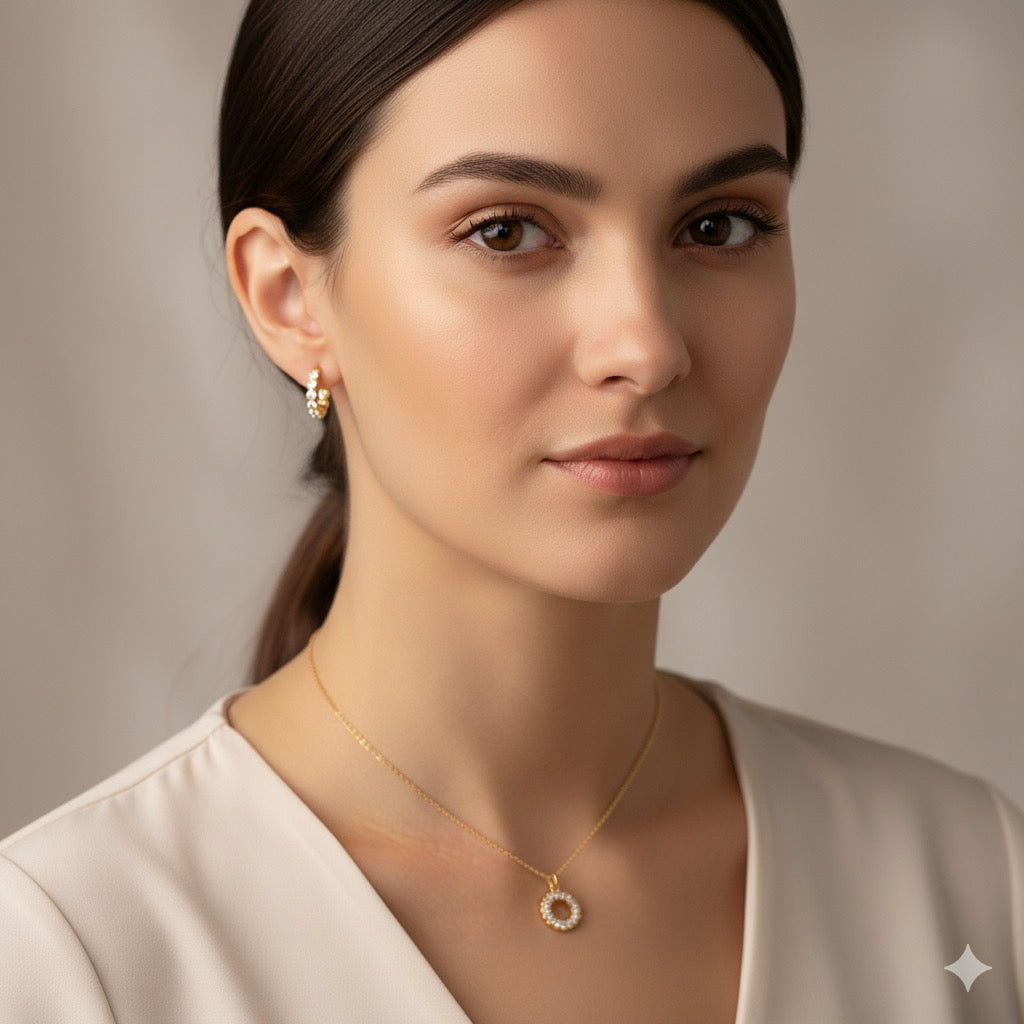 Diatoms Minimal Necklace & Earring Combo