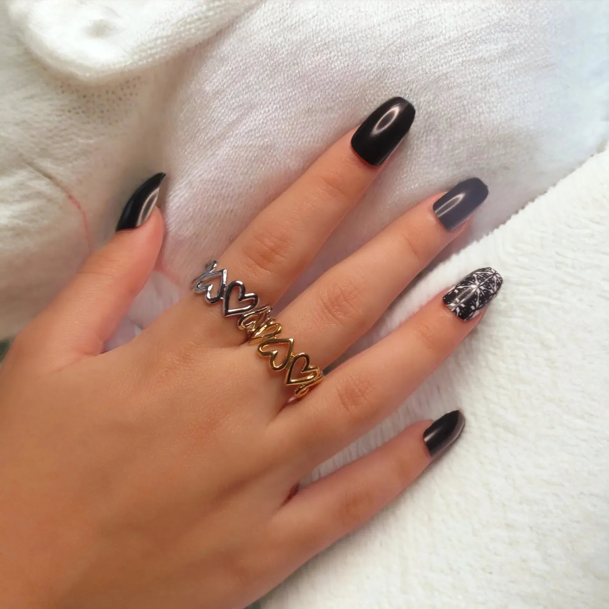 Luxy Heart Shape Adjustable Rings - Diatoms