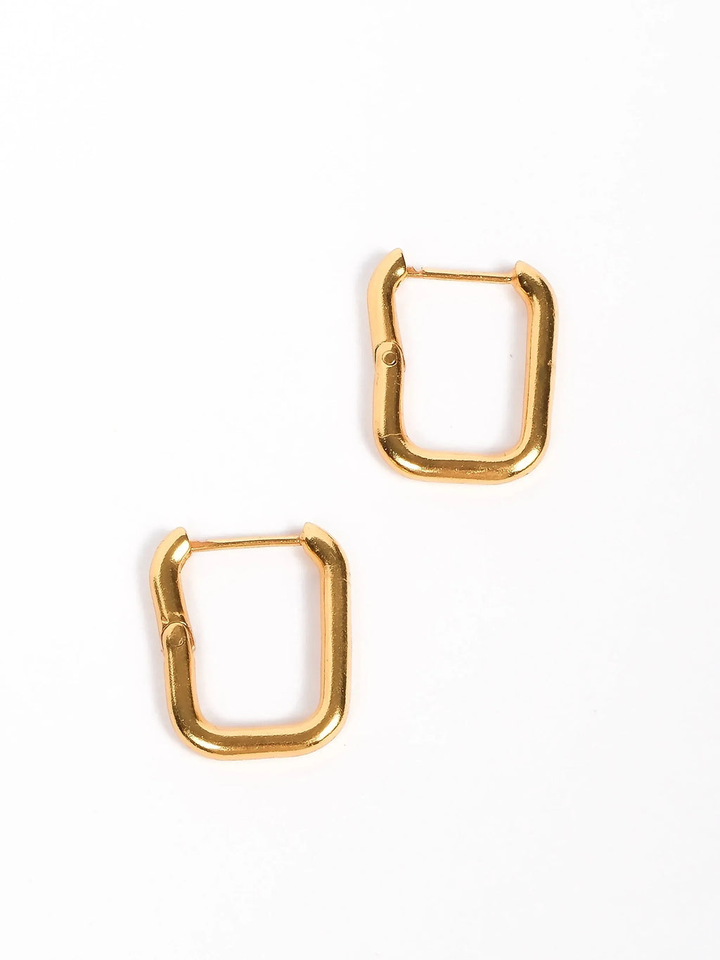 Square Dazzle Gold Hoops Earrings - Diatoms