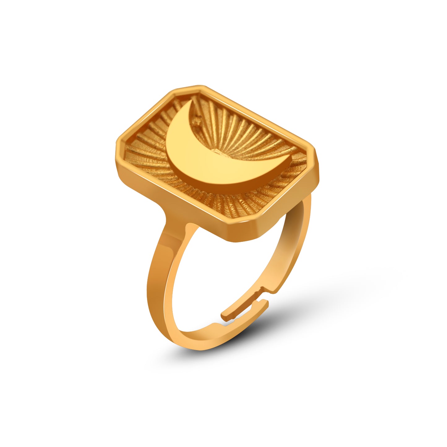 Luxe Waning Crescent Moon Gold Ring