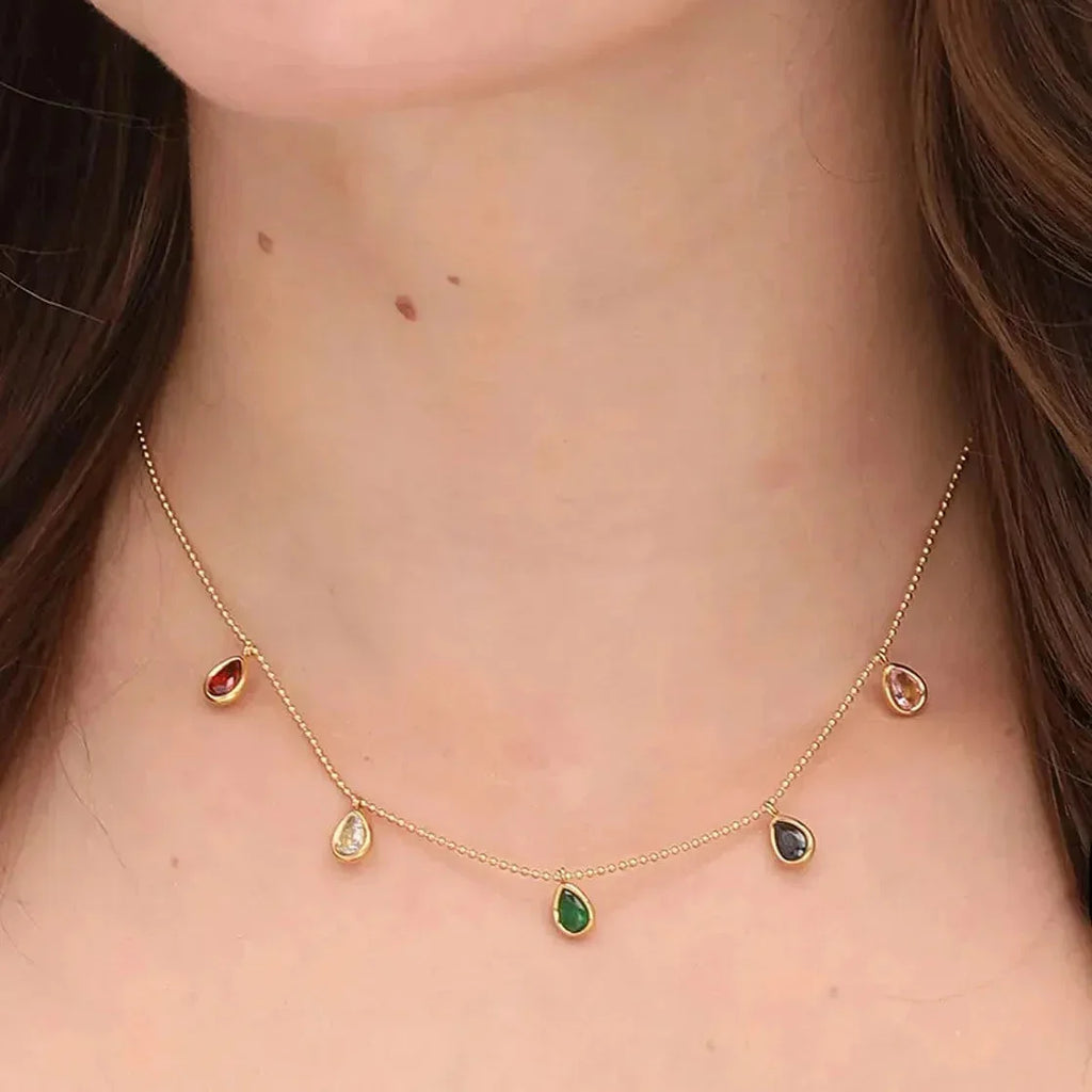 Luxy Colourful Stones Necklace - Diatoms