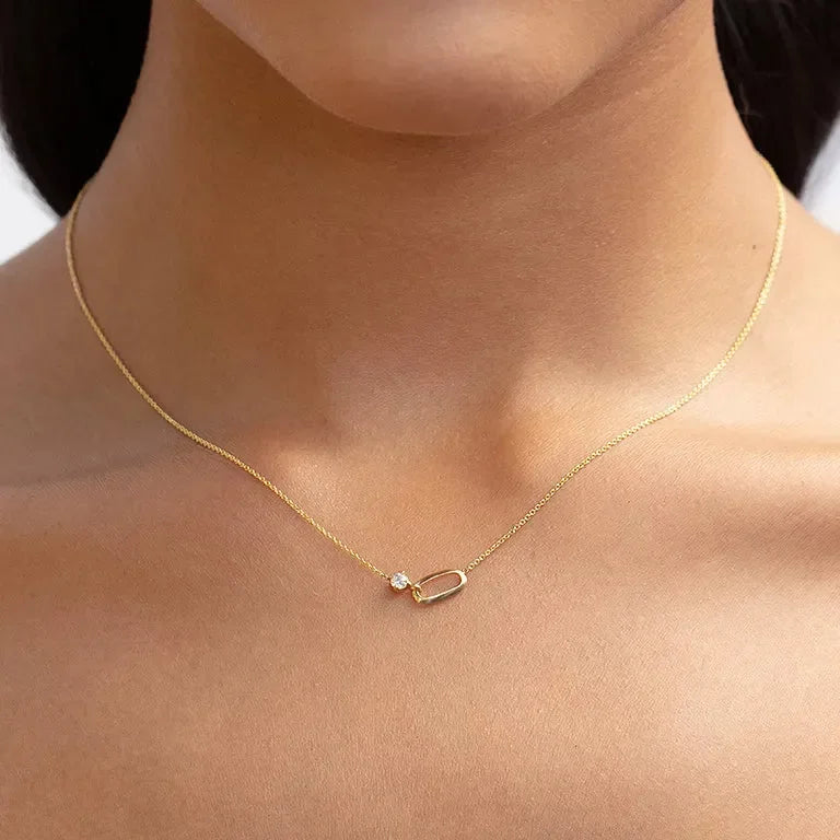 Classic Diamond 925 Sterling Silver Necklace - Diatoms