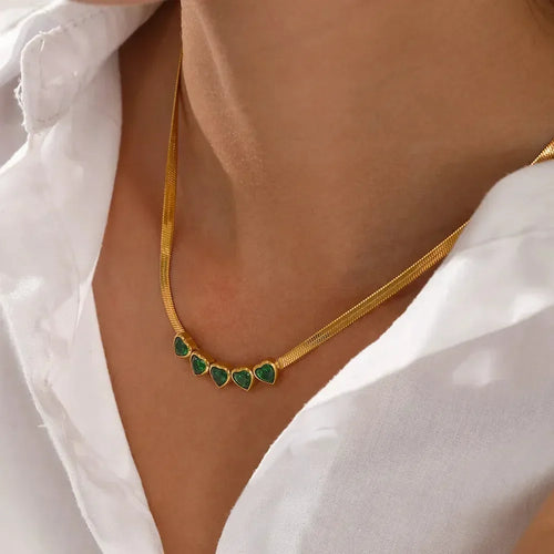Heart Shape Inlay Necklace - Diatoms