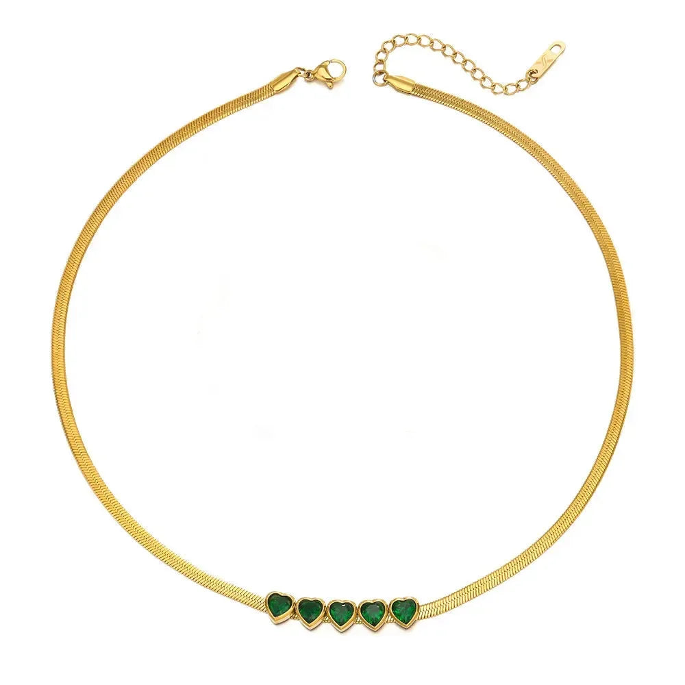 Heart Shape Inlay Necklace - Diatoms