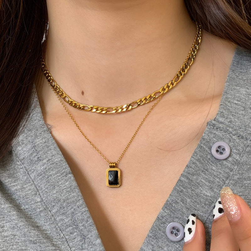 Black Meridian Double Layered Necklace