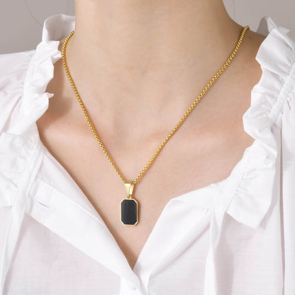 Black Enamel Gold Plated Necklace